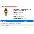 thumbnail image 2 of Fuel Injector - Compatible with 1994 Ford Thunderbird 4.6L V8, 2 of 2