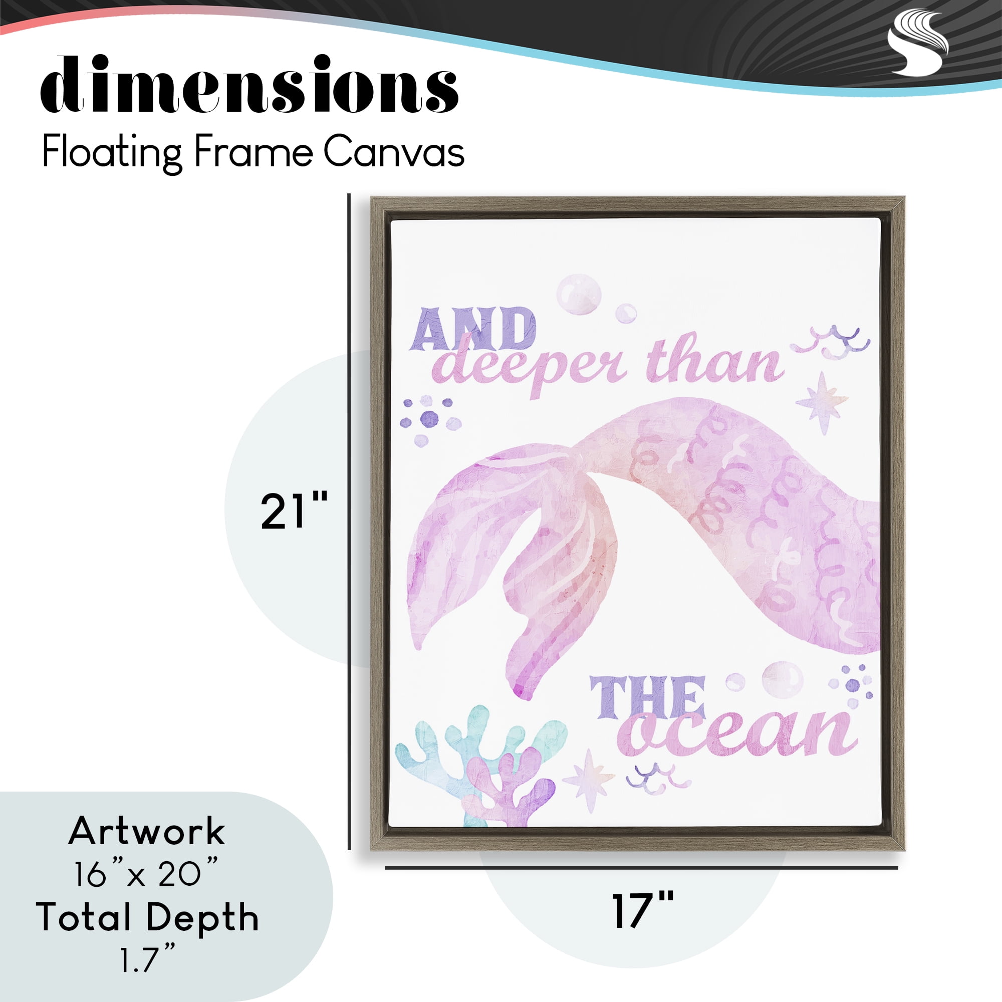 Deeper Than The Ocean Brown Framed Floater Canvas Wall Art, design by Kim Allen