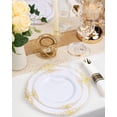 thumbnail image 3 of Nervure 350PCS Gold Plastic Plates - Gold Plastic Dinnerware Sets for 50 Guests - 100 Disposable Plates, 150 Silverware, 50 Cups, 50 Napkins for Wedd, 3 of 9
