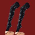 thumbnail image 4 of SPRING PARK Women Halloween Party Bloody Skeleton Cobweb Bat Stockings Thigh High Warm Boot Cover Socks, 4 of 7