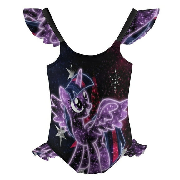 Girls My Lit-tle Pony One Piece Swimsuits Flutter Sleeve Bathing Suits Beach Swimwear