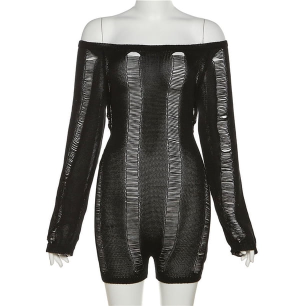 Mono ajustado de punto con espalda descubierta y hombros descubiertos para mujer, estilo europeo y americano, de primavera
