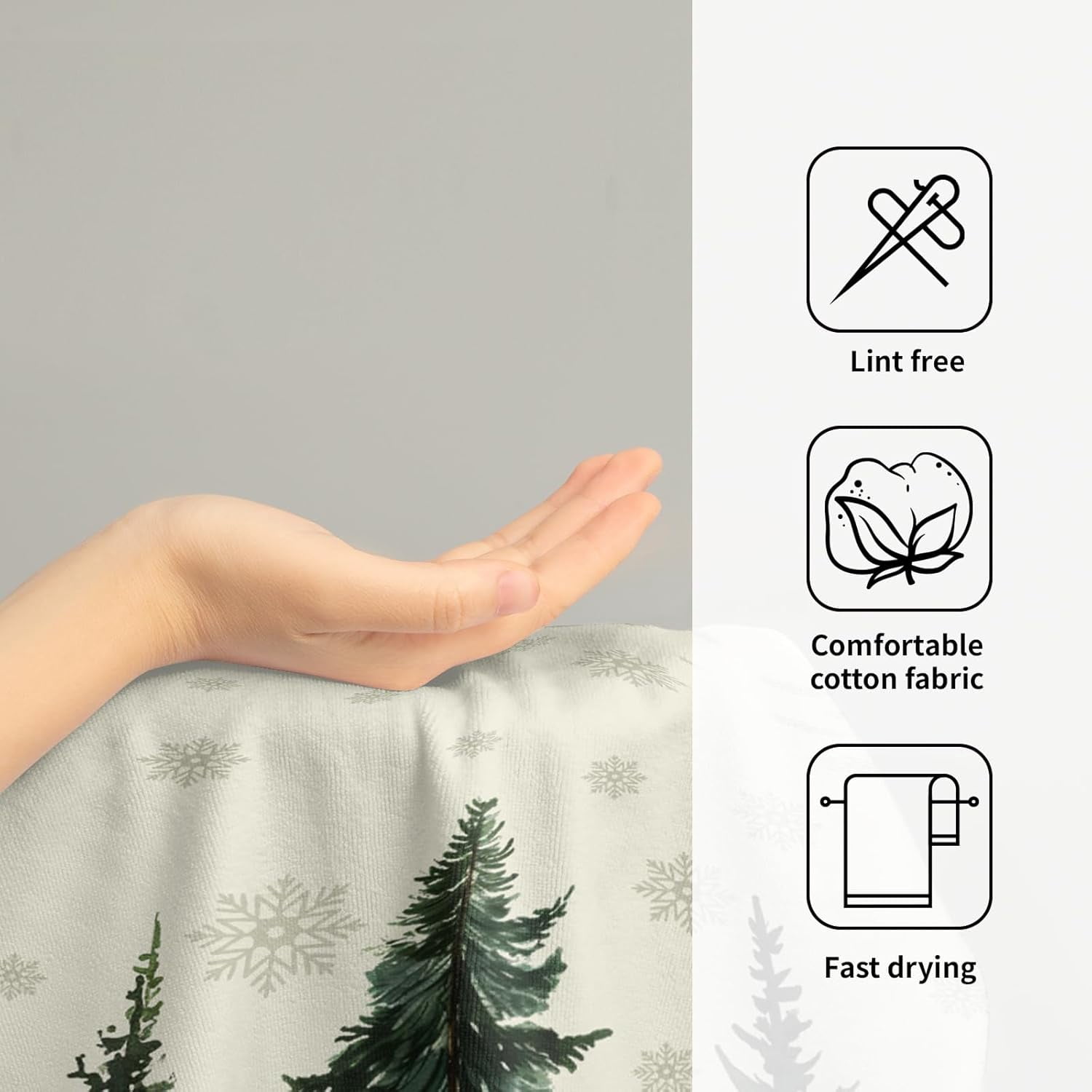 Winter Trees Hand Towels Set of 2, 28x14 Inch Nature Snow Pine Tree Xmas Beige Absorbent Microfiber Fingertip Towel Wash Cloths for Bath Kitchen Yoga Spa Face Hair