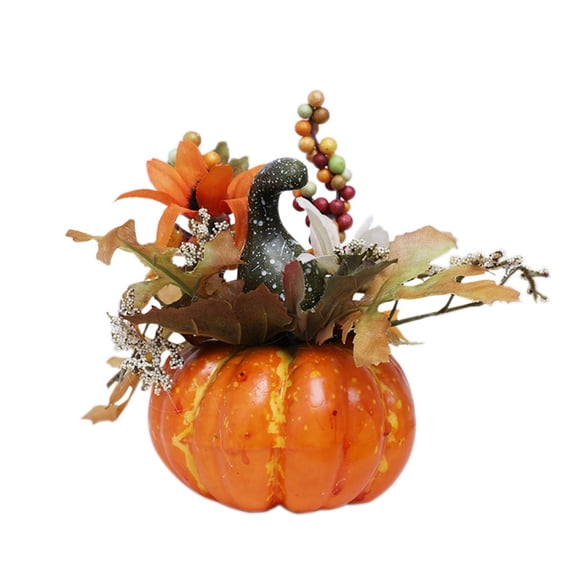 Clearance Halloween Room Decor! Zuioae Small Pumpkin Decoration Sunflower Pumpkin Style, Lifelike Maple Leaves Faux Pumpkins Artificial Vegetables for Garland Halloween Thanksgiving Decorations