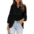 thumbnail image 4 of Qarigey Camisa de mujer con cuello en V con volantes Blusa de encaje casual de manga larga con cuello en V Prendas para la parte del cuerpo Negro M Qarigey AP003522-14, 4 of 6