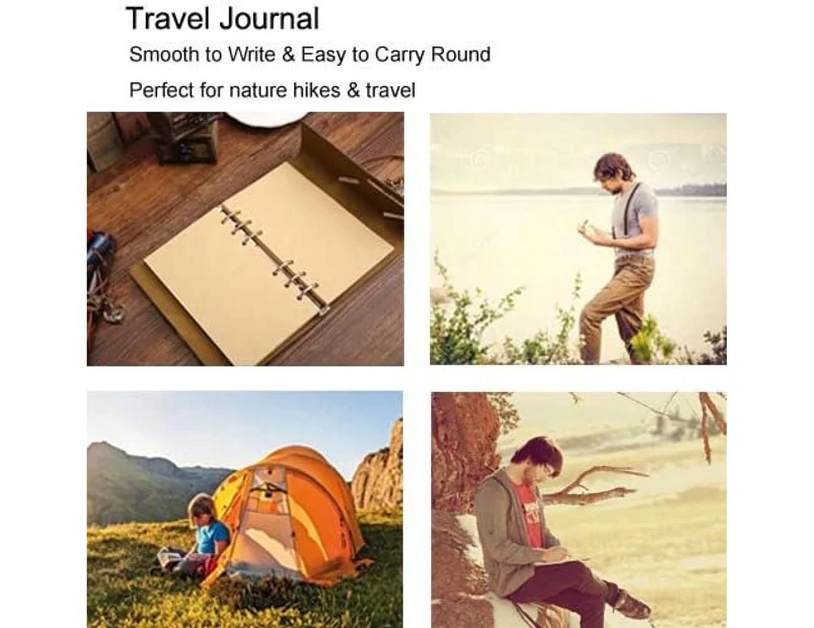 Travel Journal Writing Notebook for on The Go Taking Notes, Vintage PU Leather Note Book, A6, Unlined Page, 6 Ring Binder - Red