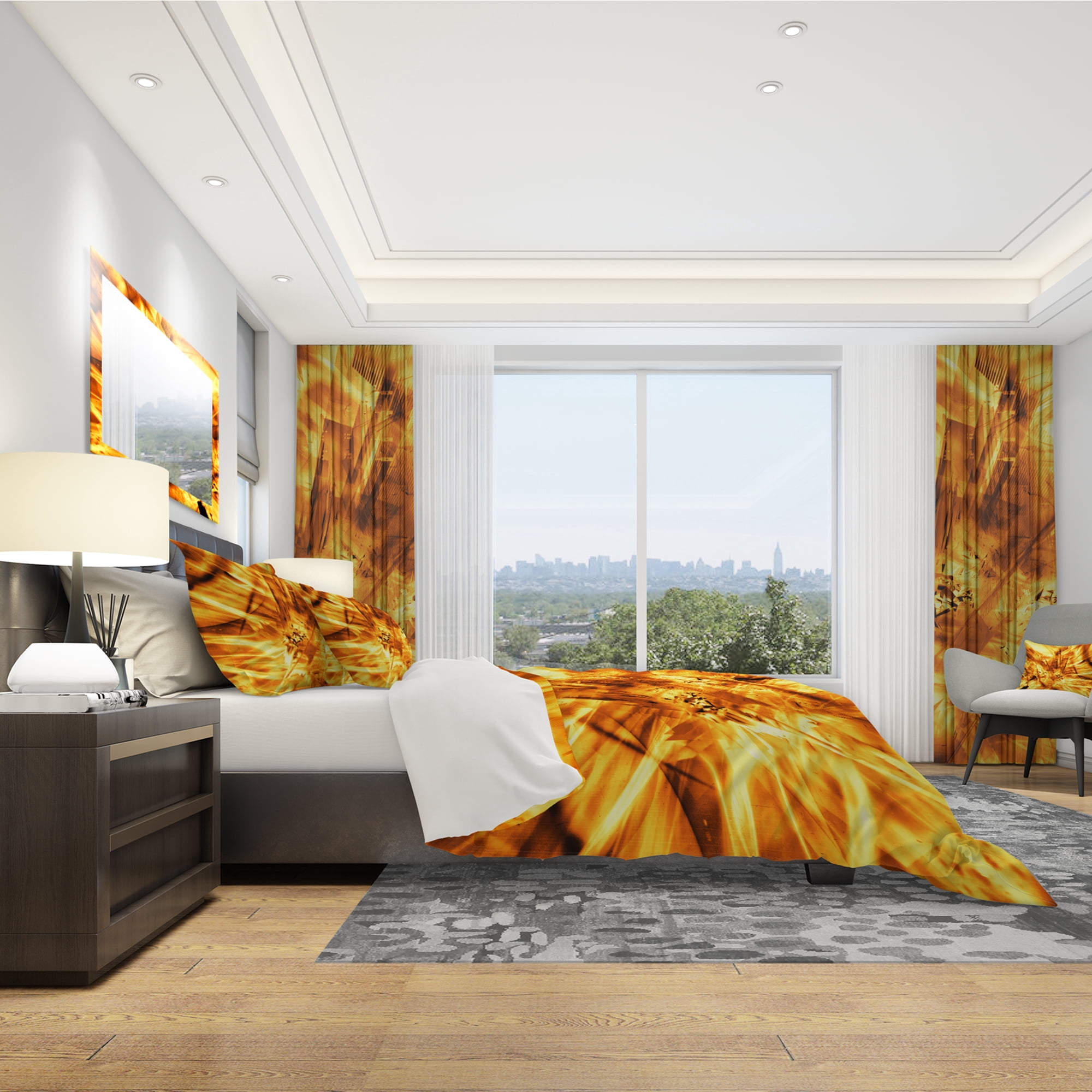 Designart 'Yellow Sandstorm' Modern & Contemporary Duvet Cover Set