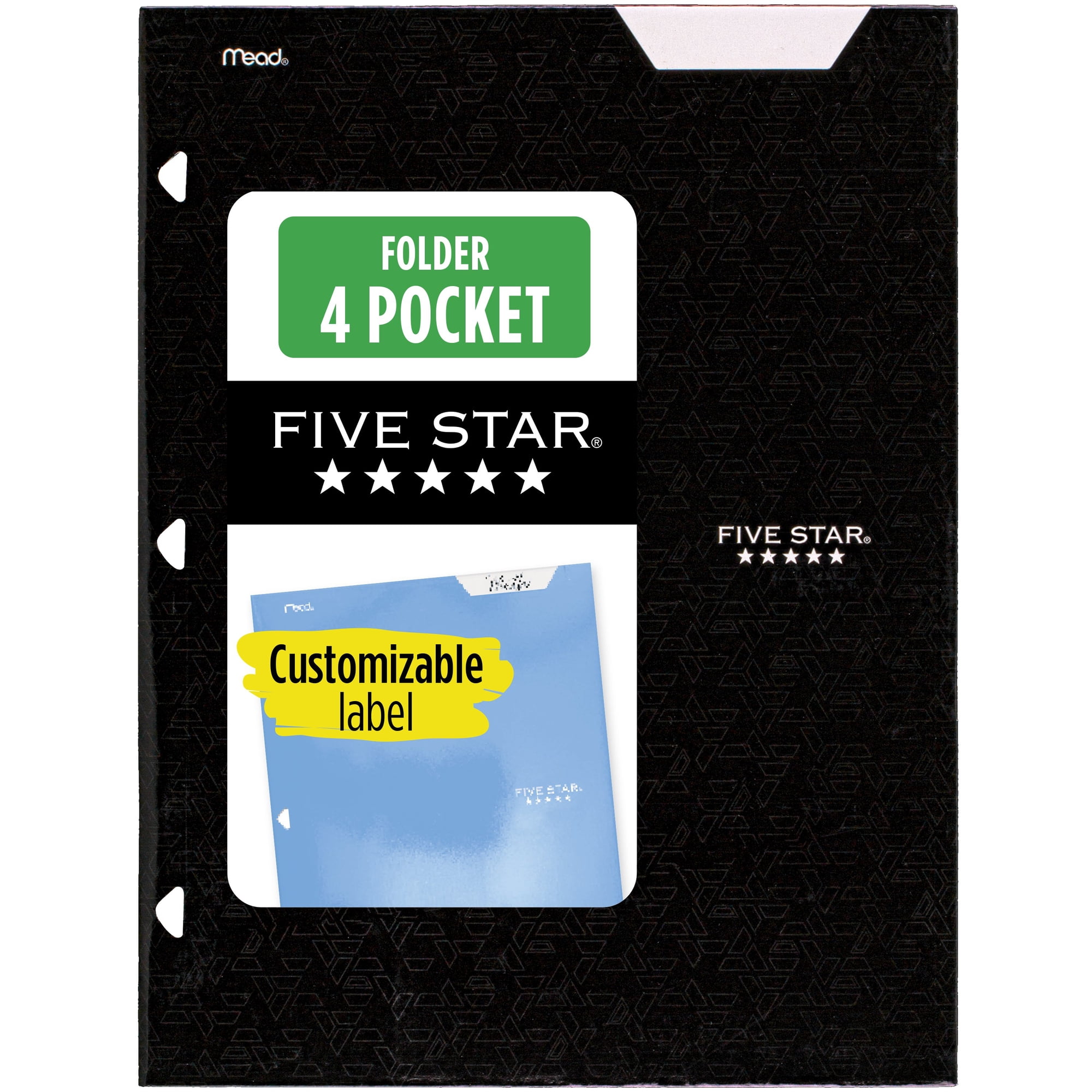 Five Star 4-Pocket Paper Folder, Black