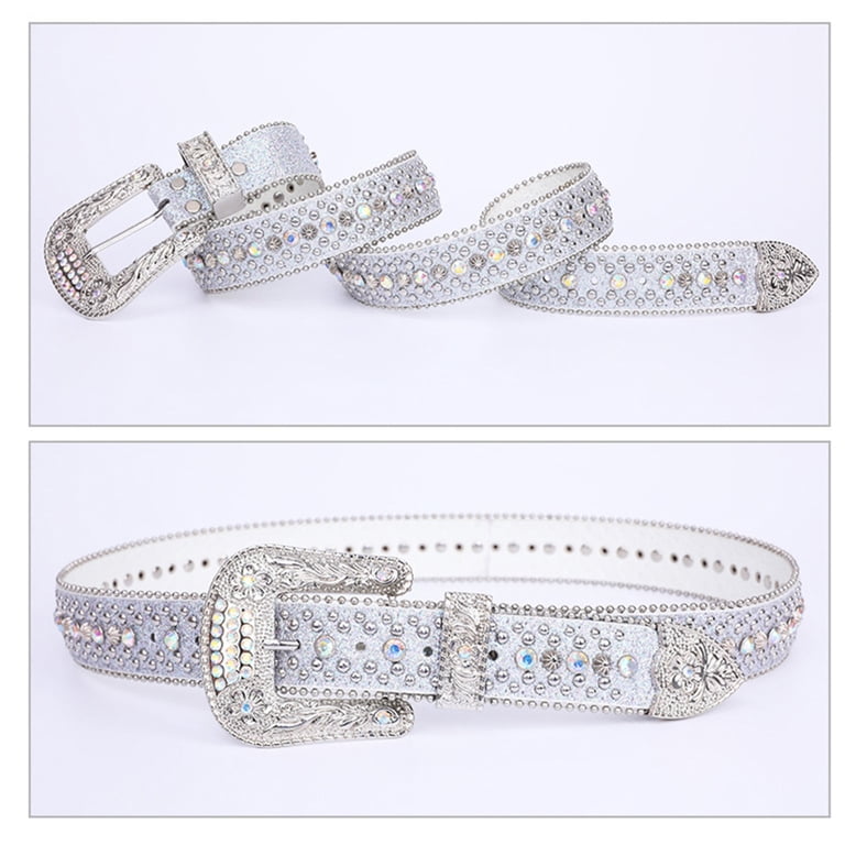 1375 Men Women Rhinestone Belt Western Studded Leather Bling Shining FIORETTO Men Women Rhinestone Belt Western Studded Leather  main image 3