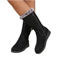 thumbnail image 4 of OKBOP Women's Winter Boots Mid-Calf Zip-Up Faux Fur Trim Insulated Chunky Sole Warm Cozy 36, 4 of 5
