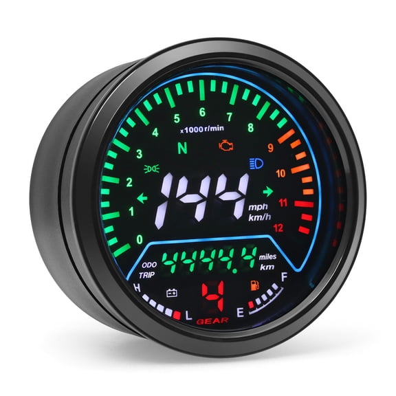 Zyutaosan 12V Lcd Digital Motorcycle Speedometer Odometer Tachometer Gauge Fuel Meter Volt