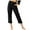 Black, variant on XFLWAM High Rise Womens Wide Leg Capri Pants Lightweight Solid Color Women’S Capris Wide Leg Linen Capris Casual Crop Black S