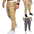 thumbnail image 2 of Htwon Mens Casual Pants Sweatpants for Men Fashion Elastic Sports Slim Fit Stretch Trousers(Khaki, 2XL), 2 of 8