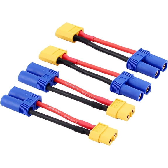 mistyhony 4pcs XT60 to EC5 Male Female RC Connector Adapter with 14awg 2inch Wire(E26-4)