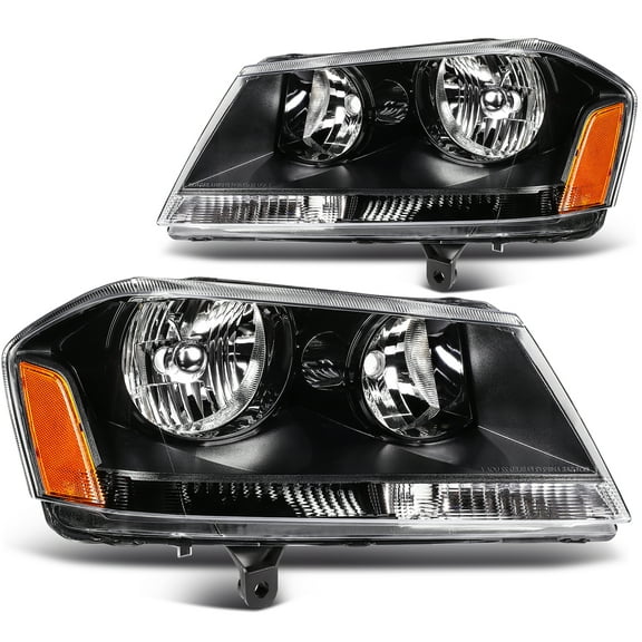 SCITOO Headlight Assembly Fit 2008-2014 for Dodge Avenger Pair Headlamps Black Housing Amber Reflector 5116343AD