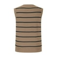 thumbnail image 6 of Winter Knit Sweaters Women's Sweater Cardigan Vests Casual Loose Button Striped V-Neck Sweater Vests Tops S-55 Khaki XL, 6 of 8