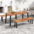 thumbnail image 2 of RELAX4LIFE 60’’ Outdoor Bench Acacia Wood, 3-Person Backless Patio Benches with Heavy Duty Metal Frame, Wooden Picnic Dining Garden Bench for Outside Backyard Park Porch, 800 LBS Weight Capacity, 2 of 17