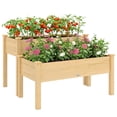 thumbnail image 1 of Outsunny 2 Tiers Raised Garden Bed, Wooden Elevated Planter Box, Natural, 1 of 10