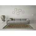 thumbnail image 3 of Ahgly Company Indoor Rectangle Geometric Light Blue Traditional Area Rugs, 2' x 4', 3 of 4