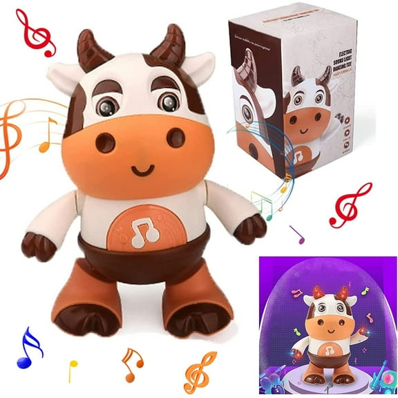 TRARIND Baby Cow Musical Toys, Dancing Walking Baby Cow Toy with Music and LED Lights, Toddler Interactive Learning Development Toy Baby Toys, Electronic Animal Toy Kids Birthday Christmas Gifts