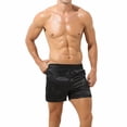 thumbnail image 2 of sunsanly Men Casual Boxer Underwear with Leg Slits Solid Color Elastic Waistband Shorts Loose Fit Thin Smooth Satin Home Panties, 2 of 8