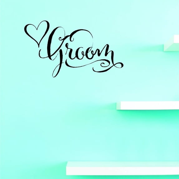 Custom Decals Groom Wall Art Size: 8 X 20 Inches Color: Black