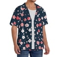 thumbnail image 2 of Balery Cherry Blossoms Camisa Casual de Manga Corta con Botones para Hombre, Texturizada, Estilo Cubano, para Playa, Verano-4X-Large, 2 of 5