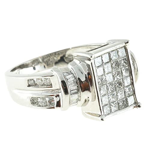 HeartsAndYou 3ct Princess Cut Moissanite Engagement Ring for Women Cluster Antique Inspired 18k White Gold over Silver