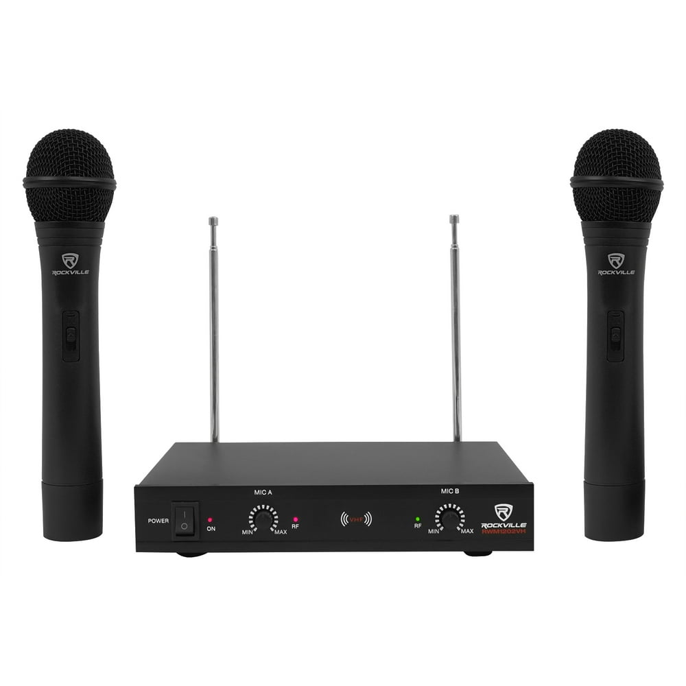 Rockville RWM1202VH VHF Wireless Dual HandHeld Microphone System w/ Mic