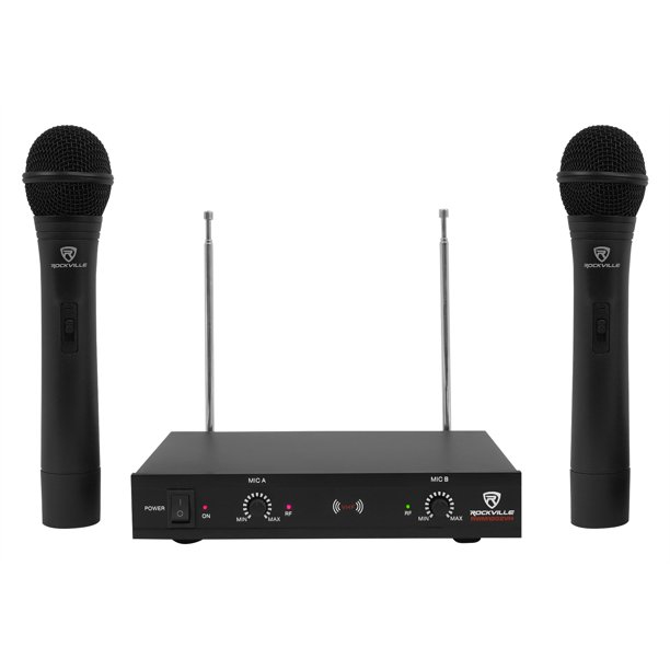 Rockville RWM1202VH VHF Wireless Dual HandHeld Microphone System w/ Mic