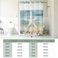 thumbnail image 5 of Coastal Beach No Hook Shower Curtain with Snap in Liner, Summer Retro Starfish Wave Double-Layer Waterproof Fabric Shower Curtains for Bathroom Hotel Bathtub, Mesh Top & Long 72"x84", 5 of 9