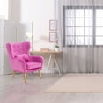 thumbnail image 5 of Critter Sitters Wingback Accent Chair with Pillow Faux Velvet with Wooden Legs , Pink, 5 of 11