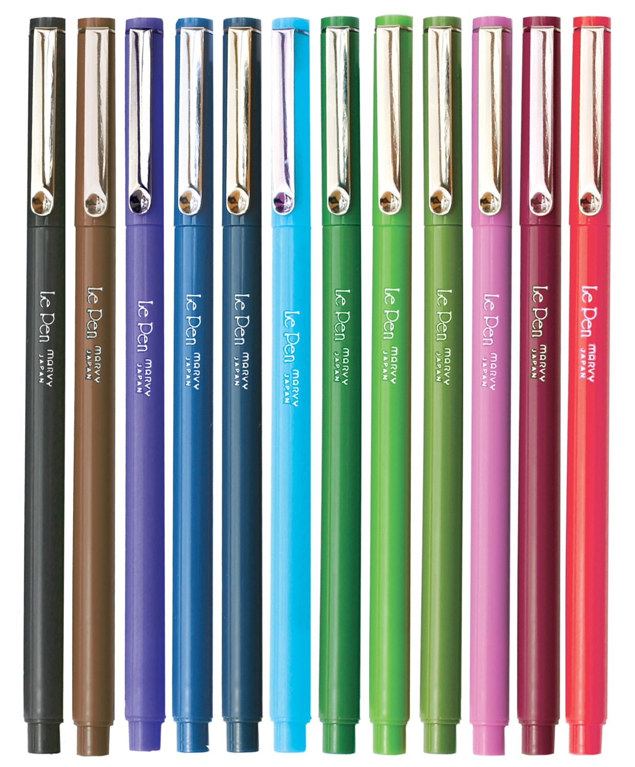 Uchida 12 Color LE PEN .3MM Micro Extra Fine Synthetic Point Smudge-Proof Ink