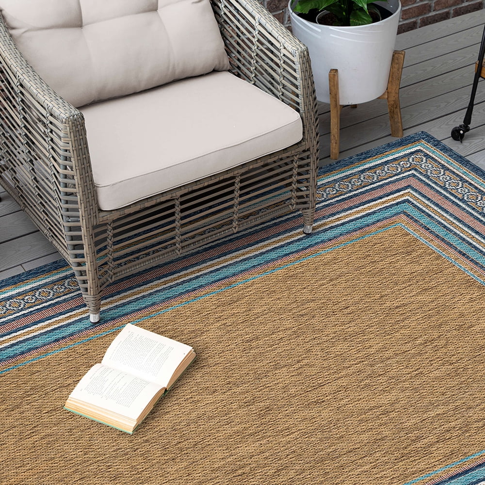 Mohawk Home Islamorada Stripe Outdoor Area Rug, Blue, 8' x 10'