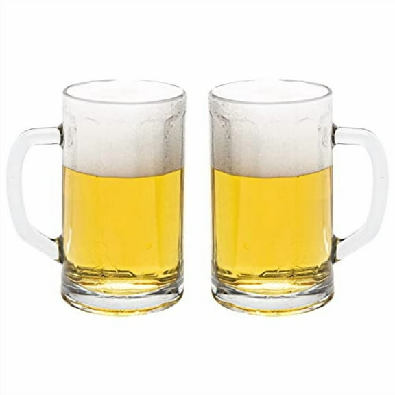 Vikko Beer Mug, Set of 2 Glass Beer Mugs, 17 Ounce, Dishwasher Safe Durable Drinking Glass for Craft Brews, Beer or Water