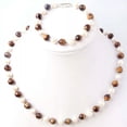thumbnail image 5 of K-KED Natural 7-8mm White Freshwater Pearl Tiger's eye Necklace Bracelet Jewel Set, 5 of 7