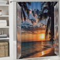 thumbnail image 6 of Orinice  Ocean Beach Shower Curtain Sunset Coastal Sunrise Hawaii Palm Tree Tropical Seaside Scenic Landscape Nature Scenery Bathroom Decor Curtain with Hooks, 69x72, 6 of 7