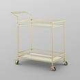 thumbnail image 5 of Oscar Gold/White Bar Cart - Open Wine Bottle and Stemware Storage, 2 Glass Shelves, 4 Casters total, 2 are locking, 5 of 10