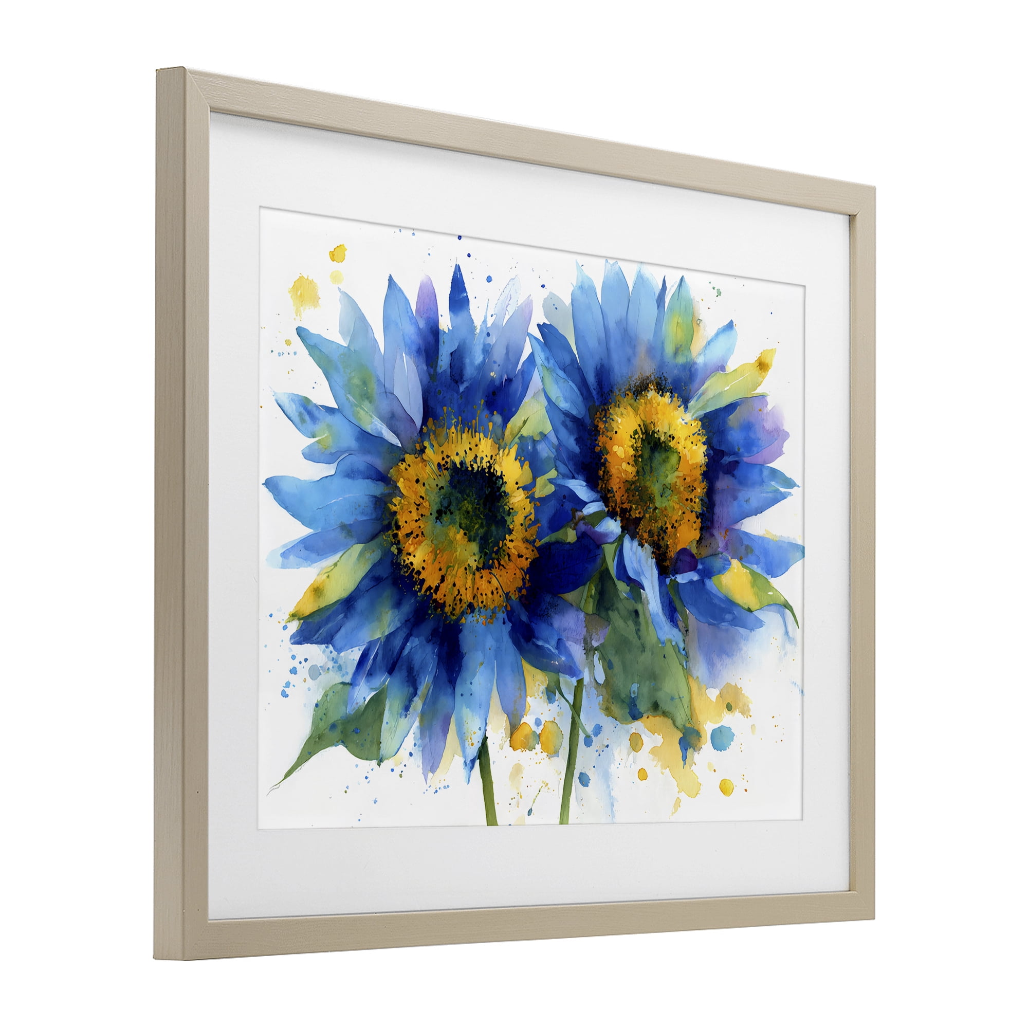 Stupell Industries Blue Sunflowers Bouquet Birch Framed Print Under Glass, design by Franklyn Gregory