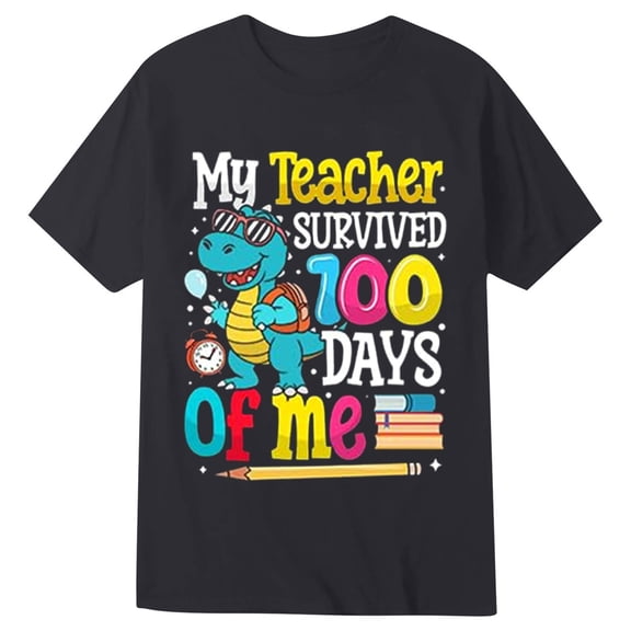 Gunia 100 Days Of School Shirt Kids Boys Girls Graphic Short Sleeve Tee Shirt School Season Comfortable Casual Round Neck T Shirt Tshirts Tops 1-13 Years