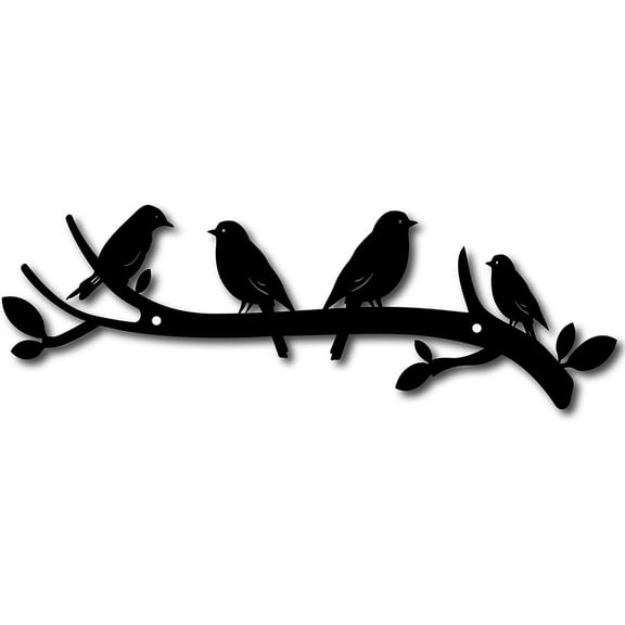 Love Birds on a Branch Metal Wall Decor Tree Art Metal Bird Garden Wall Art Signs Black Hanging for Christmas Home Decoration Indoor Outdoor Garden Aesthetic Bedroom 12x4inch Metal Black