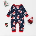 thumbnail image 2 of HOWPAY Family Christmas Pajamas Matching Sets Snowman Graphic Crew Neck Long Sleeve Bodysuit Holiday Loungewear Outfits for Bady Comfy Soft Xmas Lounge Sets Blue 6M, 2 of 7