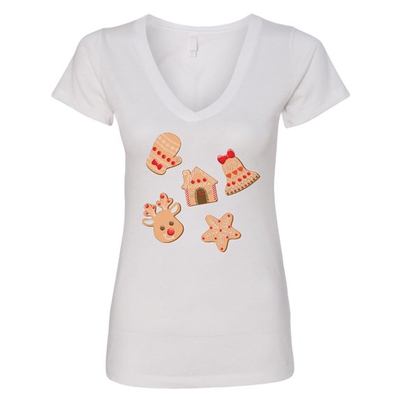 Inktastic Christmas Gingerbread Cookies Women's V-Neck T-Shirt