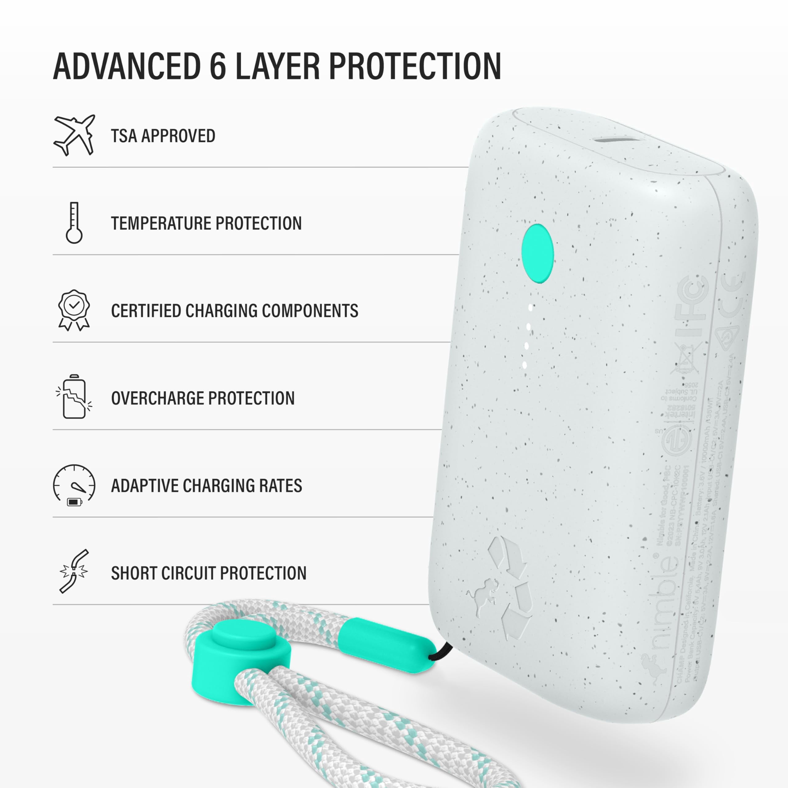 Champ Portable Charger, 10,000mAh Power Bank Fast Charging, 20W Dual USB-C Battery Pack with Cable, Travel Essential Power Bank for iPhone Laptops Galaxy Tablet Pixel iPad Macbook Kindle Airpod