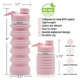 thumbnail image 5 of Collapsible Water Bottle - BPA Free Silicone Foldable Water Bottle for Travel Gym Camping Hiking, Portable Leak Proof Sports Water Bottle with Carabiner(Pink), 5 of 8