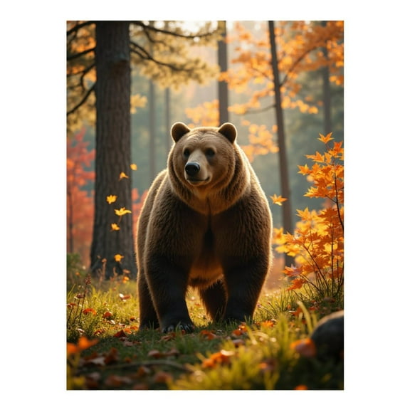 Diamond Art Kit for Adults, Bear Autumn Forest Scene Diamond Painting for Adults Beginners, DIY Diamond Art Painting Kits, 5D Diamond Painting Crafts for Home Decor 12x16 Frameless