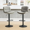thumbnail image 6 of FIRAVOE Swivel Bar Stools Set of 2, Double-Layer Upholstered Counter Height Bar Stools with Back, PU Leather Height Adjustable Barstools for Kitchen Island, Gray, 6 of 6