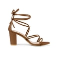thumbnail image 3 of BLISSFUL STEP Mother's Day Women's Shoes Open Toe Lace Up Block Heel Strappy Heels Dark Brown 10, 3 of 7