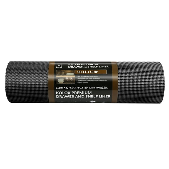 Drawer and Shelf Liner, Non Adhesive Roll, 17.5 Inch x 30 FT, Durable and Strong, Grip Liners for Drawers, Shelves, Cabinets, Storage, Kitchen and Desks, Black