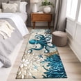 thumbnail image 4 of 2'x6' Rug Runners for Hallways Kitchen, Coastal Octopus Non Slip Entryway Beside Floor Carpet Runner, Vintage Beach Teal Coral Nautical Washable Laundry Room Bedroom Throw Rugs Mat for Family Pet, 4 of 8